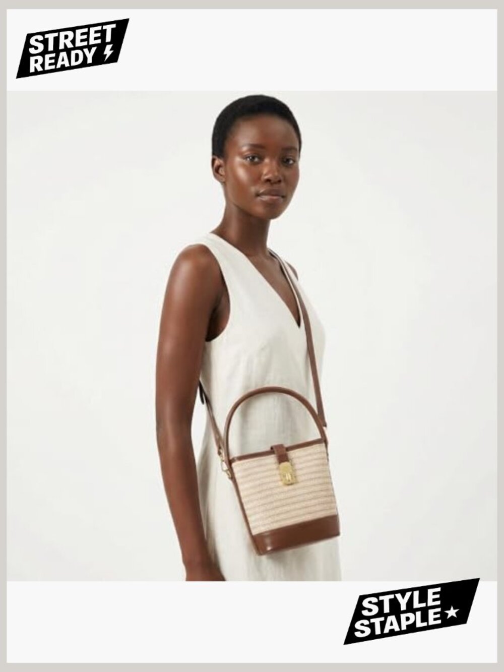 Natural Straw Crossbody Bag with Twist Lock, Woven Summer Handbag for Women - Picture 2 of 7
